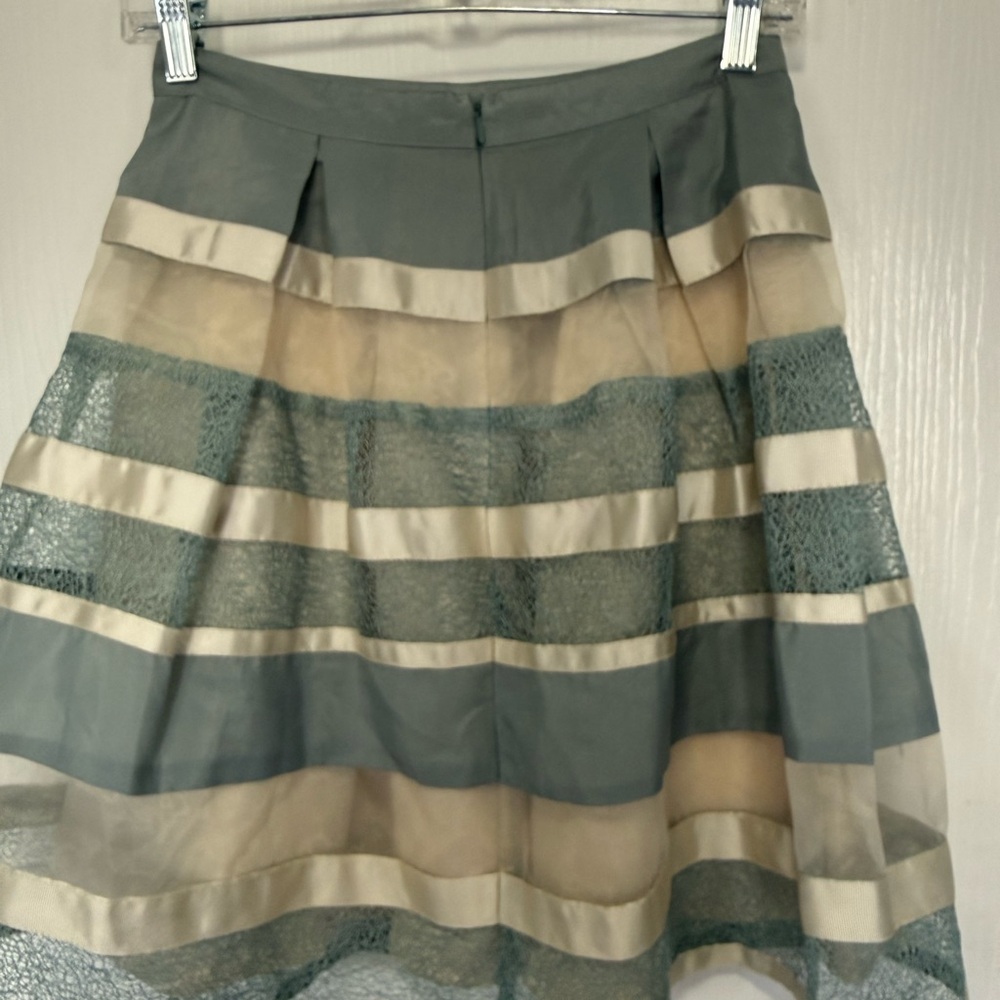 Ryu Gray and Cream Striped Mini Skirt